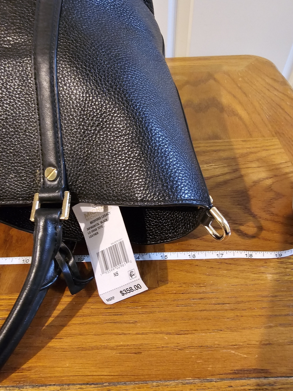 Michael Kors Black Pebbled Leather Tote with Gold MK Charm NWT - Picture 7 of 9